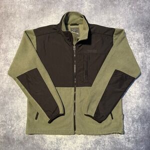 Pacific Trail Mens Large Green Black Fleece Full Zip Outdoor Jacket L